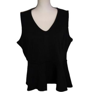Elle Black Peplum Sleeveless Top with Back Zip
